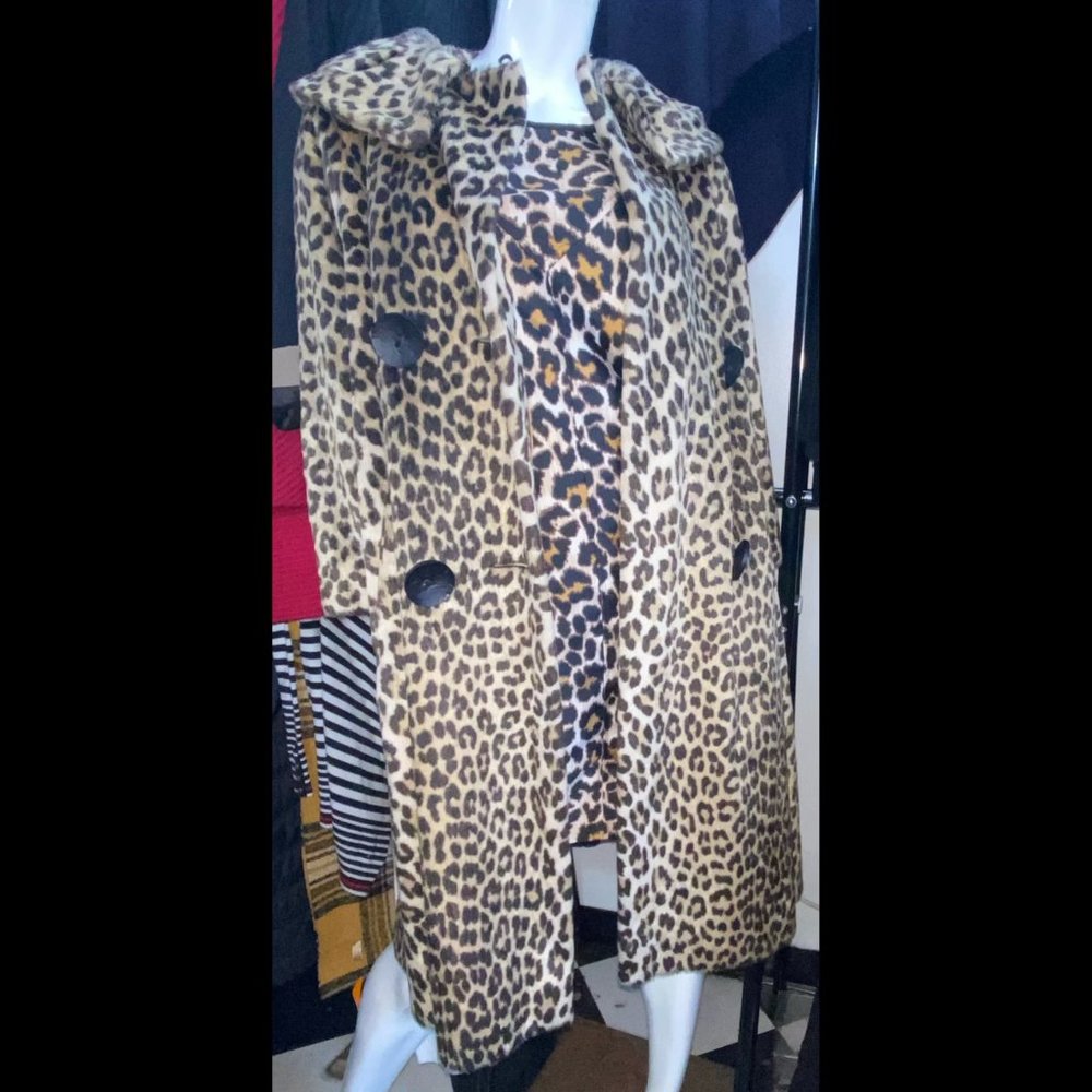 Leopard print wool coat